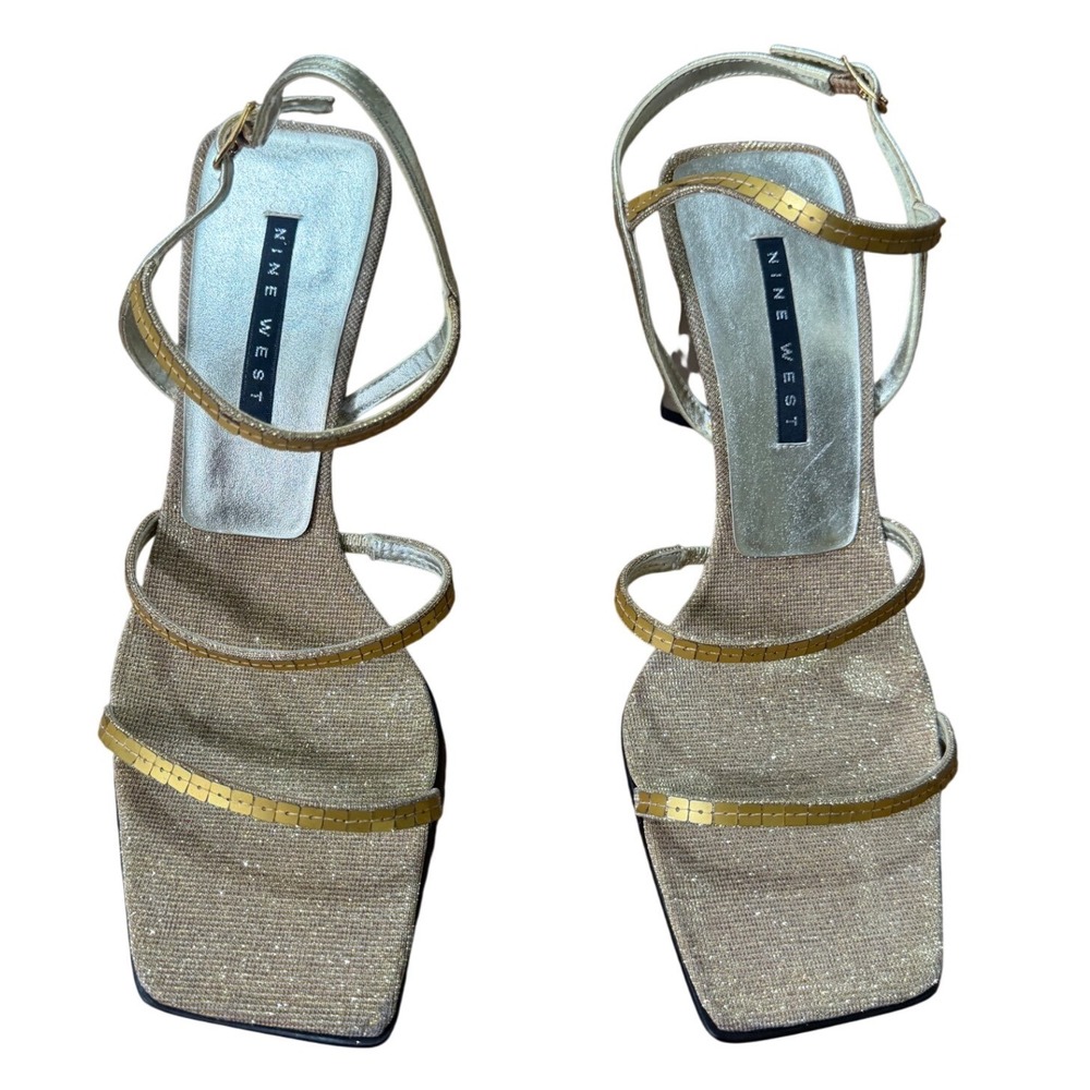 Nine West Gold Strappy Heeled Sandals